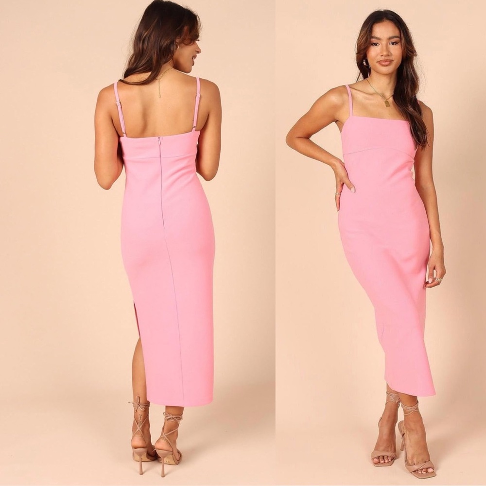 Petal & Pup Freyja Midi Stretch Pink Dress Sz L